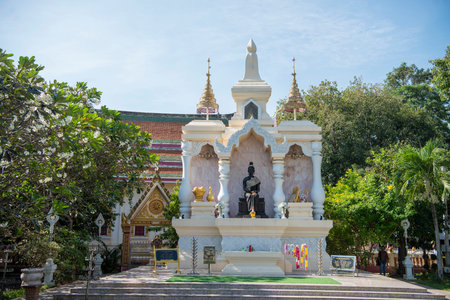 Statue of Sister of King Naresuan at Wat Chan tawan tok in City and Province of Phitsanulok in Thailand. Thailand, Phitsanulok, November, 30, 2024.のeditorial素材