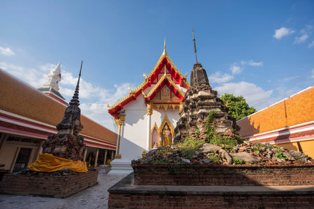 Chedi of Wat Nang Phaya Ruen Kaew in the city of Phitsanulok in Thailand. Thailand, Phitsanulok,...