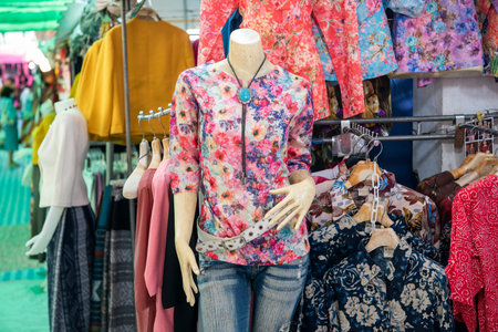 Thai Silk Dress Market at Silk Fair in City Center of Khon Kaen and Khon Kaen Province in Thailand. Thailand, Khon Kaen, December, 5, 2024のeditorial素材