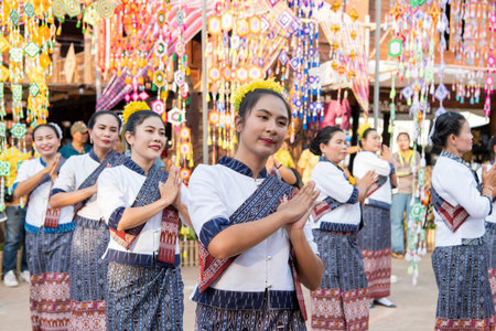 Traditional Thai Dance at Silk Fair in City Center of Khon Kaen Province Khon Kaen in Thailand....
