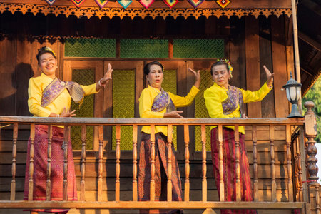 Traditional Thai Dance at Silk Fair in City Center of Khon Kaen Province Khon Kaen in Thailand....