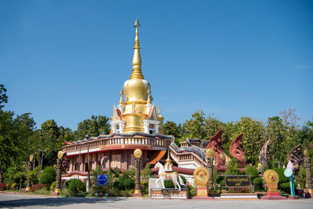 the Chedi at Wat Pa Kittiyanusorn in Amphoe Phu Wiang in Province of Khon Kaen in Thailand....