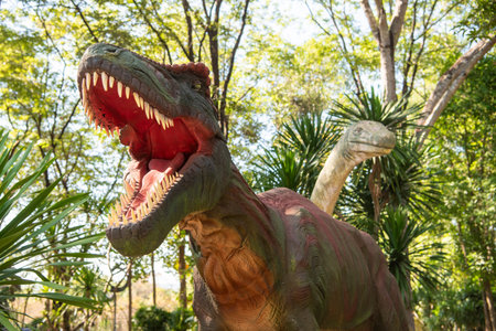A Dinosaur at Dinosaur Museum of Phu Wiang at Amphoe Phu Wiang in Province of Khon Kaen in Thailand....