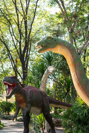 A Dinosaur at Dinosaur Museum of Phu Wiang at Amphoe Phu Wiang in Province of Khon Kaen in Thailand....
