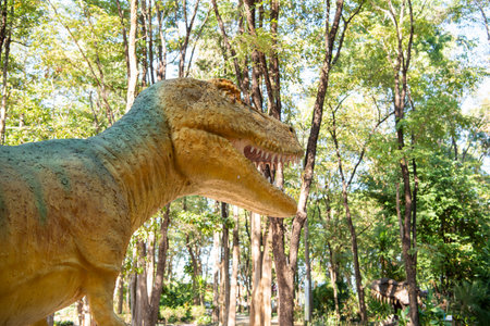 A Dinosaur at Dinosaur Museum of Phu Wiang at Amphoe Phu Wiang in Province of Khon Kaen in Thailand....