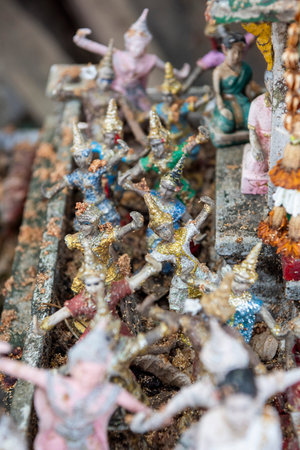 small figures at Wat Sao Thong Thong on Ko Kret Island in Nonthaburi Province in Thailand. Thailand, Pak Kret, November, 10, 2024のeditorial素材