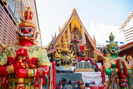 the Wat Boa in City of Pak Kret in the Province of Nonthaburi in Thailand, Thailand, Pak Kret, November, 11 2024のeditorial素材