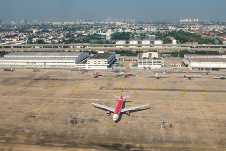 a view of Don Mueang city and Airport in the city of Bangkok in Thailand, Thailand, Don Mueang, November, 12, 2024のeditorial素材