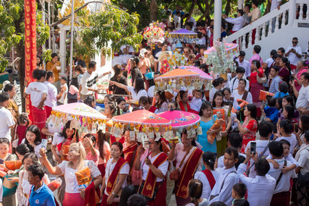 People at Temple Festival at Wat Phai Lom on Ko Kret Island in Nonthaburi Province in Thailand....