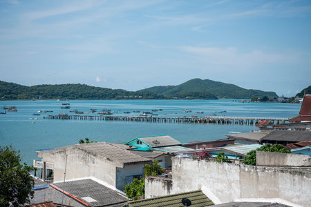 a view over the old town and coast of Sattahip in the province of Chonburi in Thailand, Thailand, Sattahip, October, 29, 2024のeditorial素材