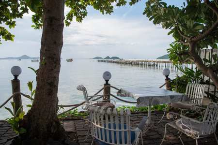 a Cafe shop on the coast in old Town of Sattahip in the province of Chonburi in Thailand, Thailand, Sattahip, October, 30, 2024のeditorial素材