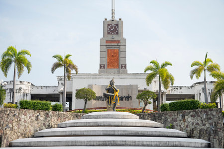 Clock Tower at Thet Banthoeng Plaza in Rayong City in the Province of Rayong in Thailand, Thailand,...
