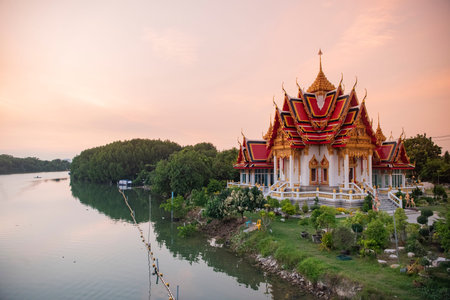Wat Samut Khongkharam or Wat Pak Nam in Rayong City in the Province of Rayong in Thailand, Thailand,...
