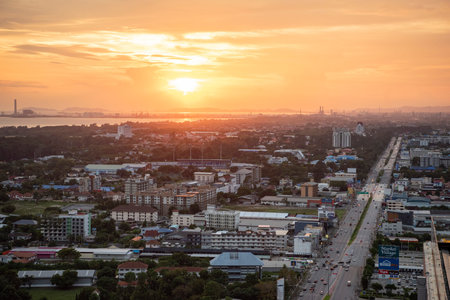 a view of Sukhumvit Road and the City Rayong in Province of Rayong in Thailand, Thailand, Rayong,...