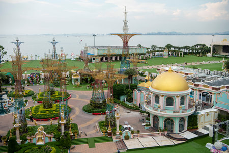 a view of the Gardens and Palaces of Sukhawadee House in Naklua City near Pattaya City and Province of Chonburi in Thailand, Thailand, Pattaya, November, 2024のeditorial素材
