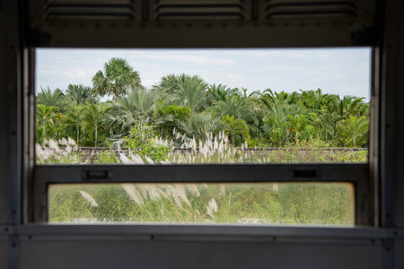 an old Railway wagon of Thai Royal Railway on the way from Pattaya to Bangkok in Thailand, Thailand,...