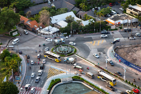 view of the dolphin traffic roundabout at Terminal 21 Mall in Naklua City in City of Pattaya and...