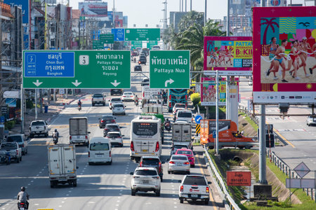 The Sukhumvit Road in the Pattaya City and Province of Chonburi in Thailand, Thailand, Pattaya,...