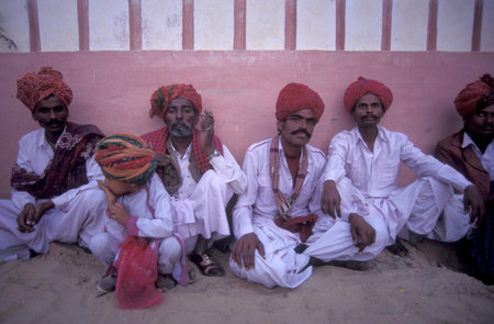 a camel herder at the Bikaner Camel Festival in the Town of Bikaner in the Province of Rajasthan in...