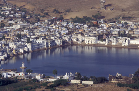 Architecture with Palace and Houses on the Pushkar Lake in the Town of Pushkar in the Province of...