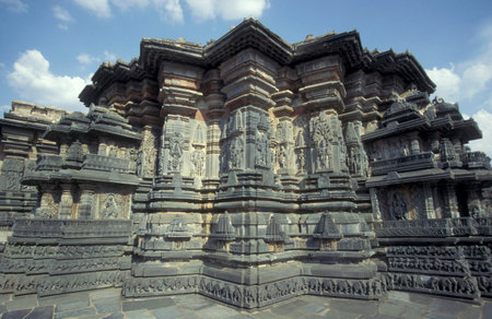 The Hindu Temple Ruins of Chennakeshava Temple with stone carving figures, also Keshava, Kesava or...