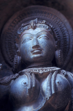 The Hindu Temple Ruins of Chennakeshava Temple with stone carving figures, also Keshava, Kesava or Vijayanarayana Temple in the town of Belur in the Province of Karnataka in India. India, Karnataka, March, 1998のeditorial素材