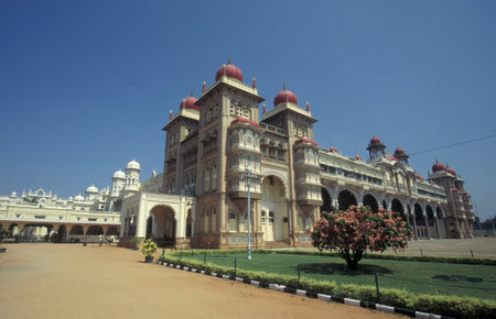 the Mysore Palace or Amba Vilas Palace in the city of Mysore in the Province of Karnataka in India....