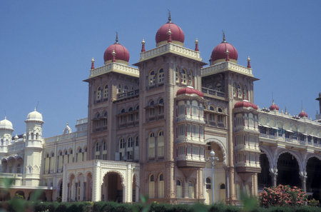 the Mysore Palace or Amba Vilas Palace in the city of Mysore in the Province of Karnataka in India....