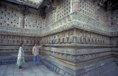 The Hindu Temple Ruins of Chennakeshava Temple with stone carving figures, also Keshava, Kesava or...