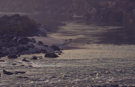 a Holy men and Street Sadhus at the Holy Ganges River in the city of Rishikesh in the Province of...