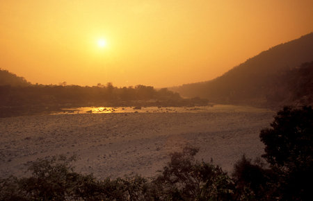 the Holy Ganges River in the city of Rishikesh in the Province of Uttarakhand in India. India,...