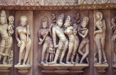 Erotic Sculptures at the erotic Temple or Hindu Temple of Kandarija Mahadeva Temple in the city of...