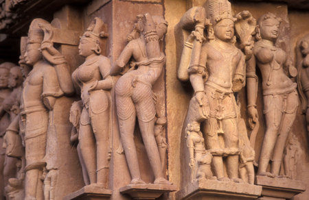 Erotic Sculptures at the erotic Temple or Hindu Temple of Kandarija Mahadeva Temple in the city of...