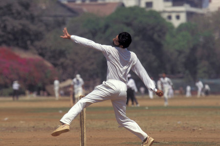 an Indian cricket team at a training in the city center of Mumbai in India. India, Mumbai, March,...