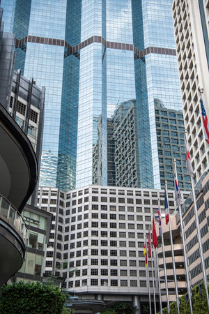 the skyline with high buildings in Silom in the city of Bangkok in Thailand. Thailand, Bangkok,...