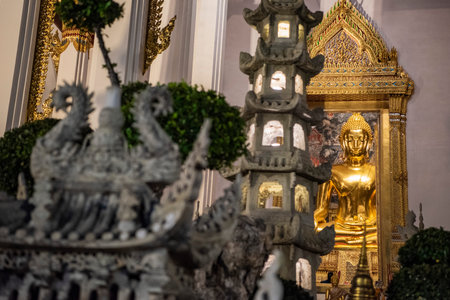 the Big Buddha of Wat Suthat Thepwararam Ratchaworamahawihan in Banglamphu in the city of Bangkok in Thailand. Thailand, Bangkok, December, 9, 2023のeditorial素材