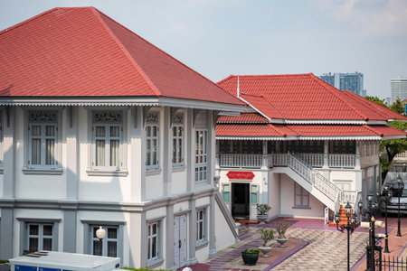the architecture at the Wat Devaraj Kunchon in Thewet in the city of Bangkok in Thailand. Thailand,...