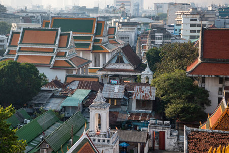 a view from the Wat Ratchanatdaram Worawihan in Banglamphu in the city of Bangkok in Thailand. Thailand, Bangkok, December, 10, 2023のeditorial素材