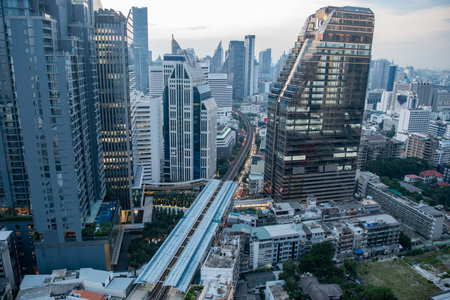 a view and skyline from the Hyatt Regency Bangkok Sukhumvit in the city of Bangkok in Thailand....