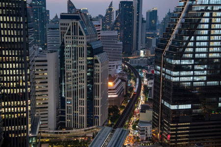 a view and skyline from the Hyatt Regency Bangkok Sukhumvit in the city of Bangkok in Thailand....