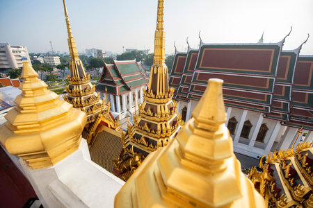 the Wat Ratchanatdaram Worawihan in Banglamphu in the city of Bangkok in Thailand. Thailand,...