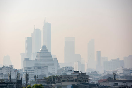 a view and skyline in the city of Bangkok in Thailand. Thailand, Bangkok, December, 10, 2023