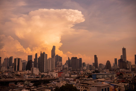 a city view with the King Power Mahanakhon Tower Building in Sathorn in the city of Bangkok in Thailand. Thailand, Bangkok, December, 2, 2023のeditorial素材