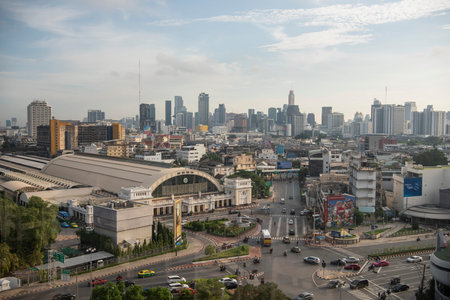 the Old Hua Lamphong Railway Station in China Town in the city of Bangkok in Thailand. Thailand,...