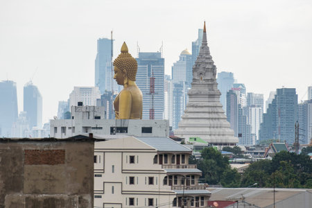 a view of the Big Buddha at Wat Paknam in Thonburi in the city of Bangkok in Thailand. Thailand,...