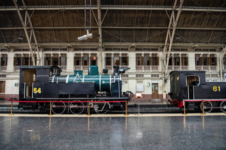 an old steam locomotive inside the Old Hua Lamphong Railway Station in China Town in the city of...