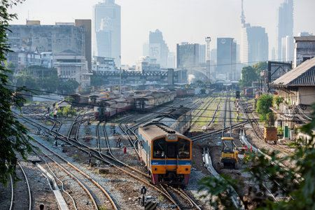 a Train at the Old Hua Lamphong Railway Station in China Town in the city of Bangkok in Thailand....