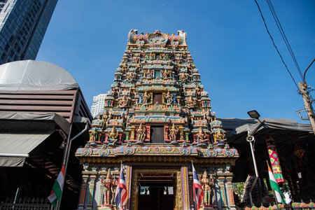 The Indian and Hindu Temple Sri Maha Mariamman in Silom in the city of Bangkok in Thailand....