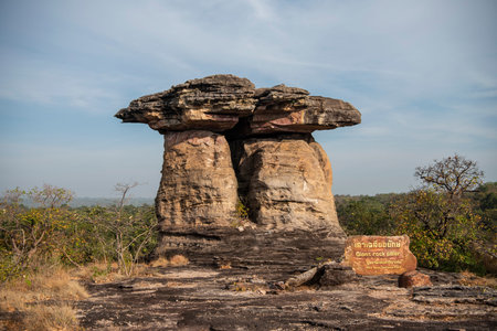 Sao Chaliang Yai Giant Rock Pillar at Pho Sai Village in Province of Ubon Ratchathani in Thailand. Thailand, Khong Chiam, November, 29, 2023のeditorial素材