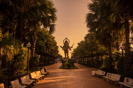 Khlong Khuean Shri Ganesh International Park near city Mueang Chachoengsao City in Province of Chachoengsao in Thailand. Thailand, Chachoengsao, November, 3, 2023のeditorial素材